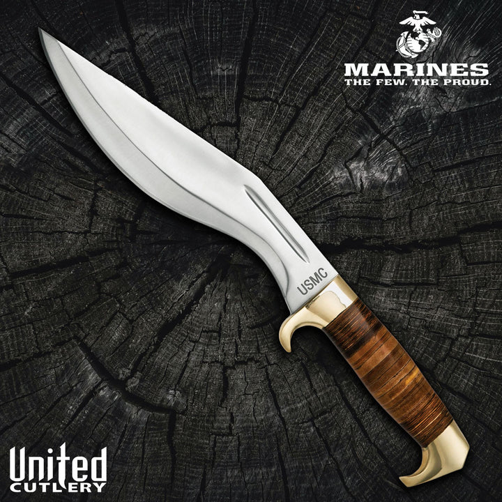 United Cutlery UC3329 – Couteau USMC Kukri avec Manche en Cuir et Fourreau en Cuir Premium