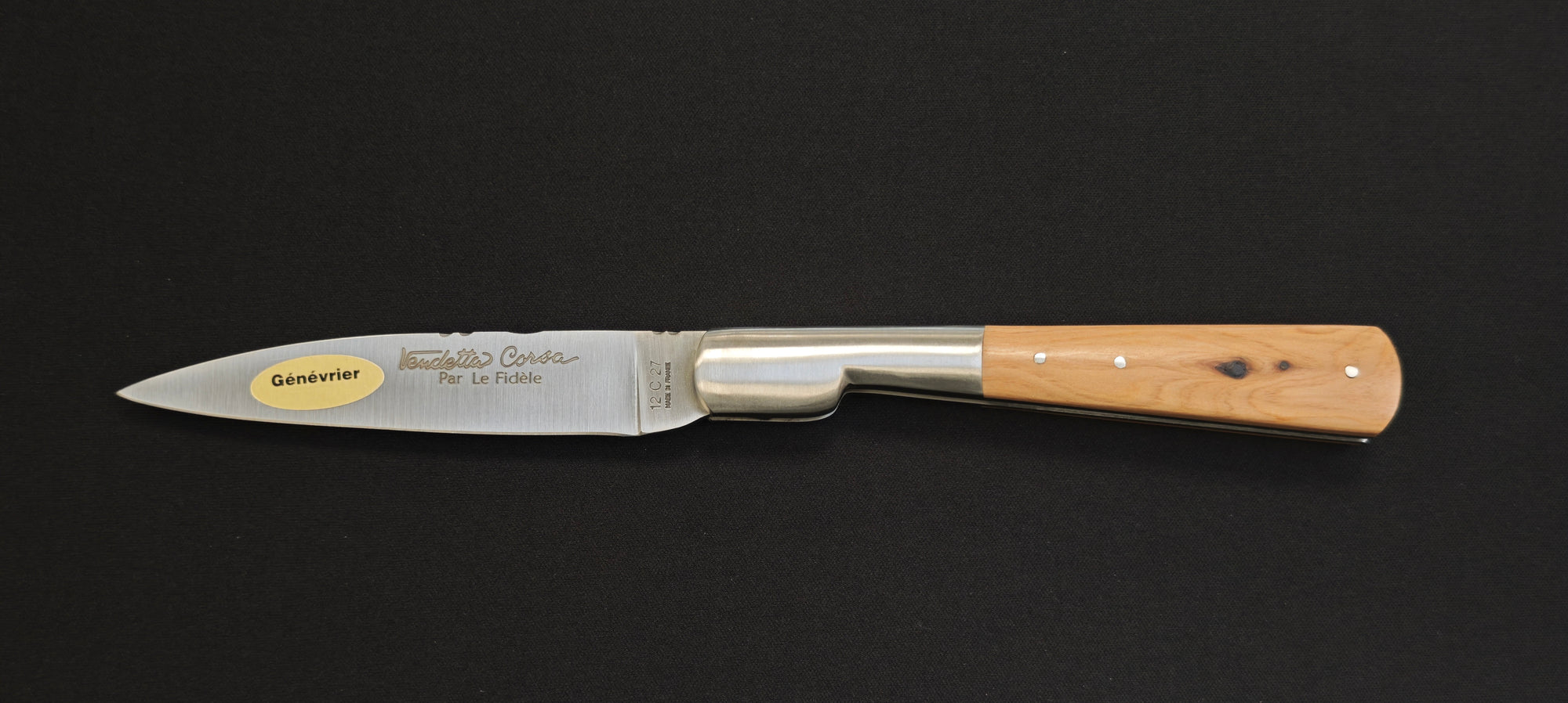 Couteau Pliant Vendetta Corsa par le Fidèle – Manche en Bois de Genévrier - Ref : VENGE