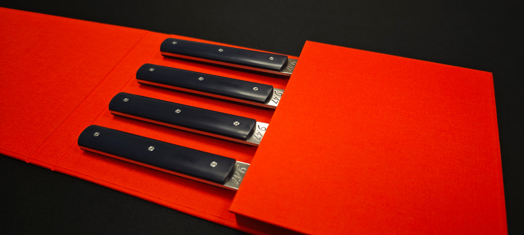 Perceval Coffret Couteaux de Table bleu nuit 4 pcs - manche polyacétal  | 947