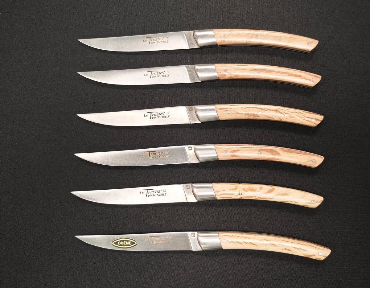 Couteaux à steak Le Thiers par Le Fidèle – Manche Chêne 6 pièces