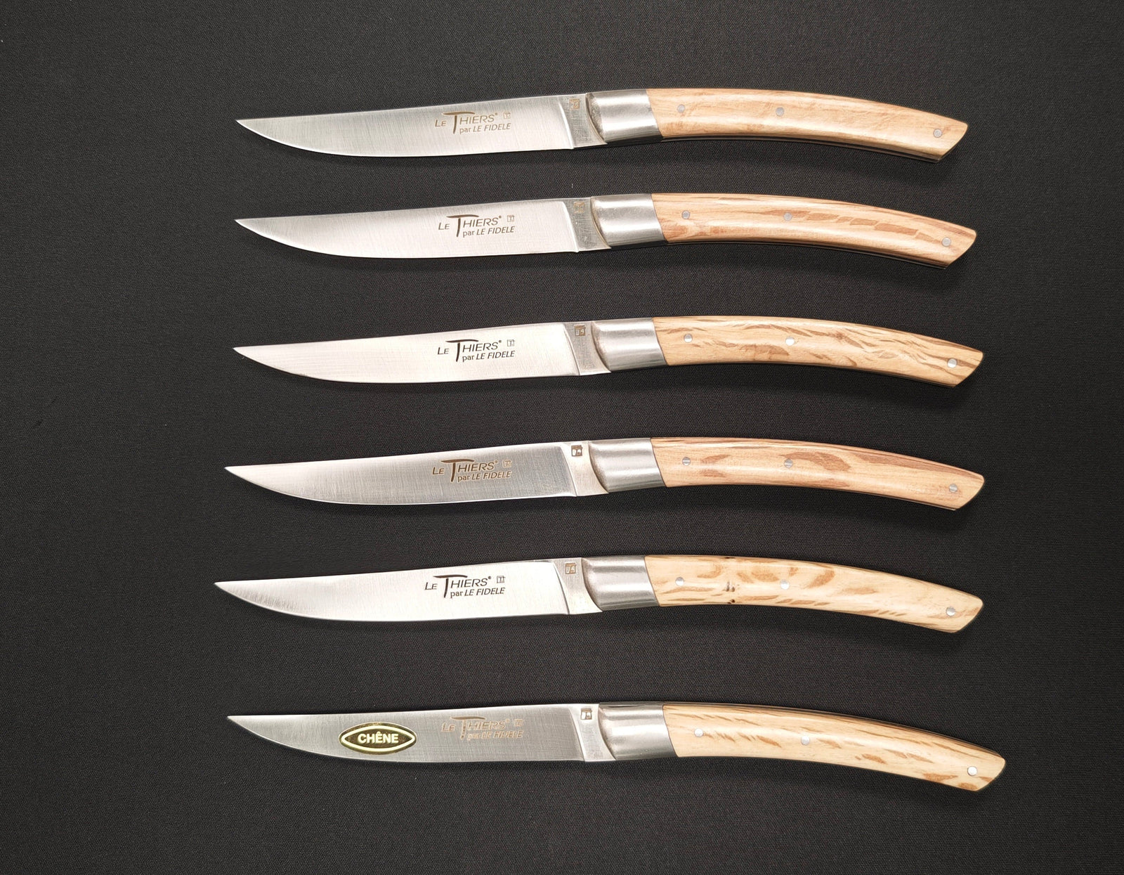Couteaux à steak Le Thiers par Le Fidèle – Manche Chêne 6 pièces