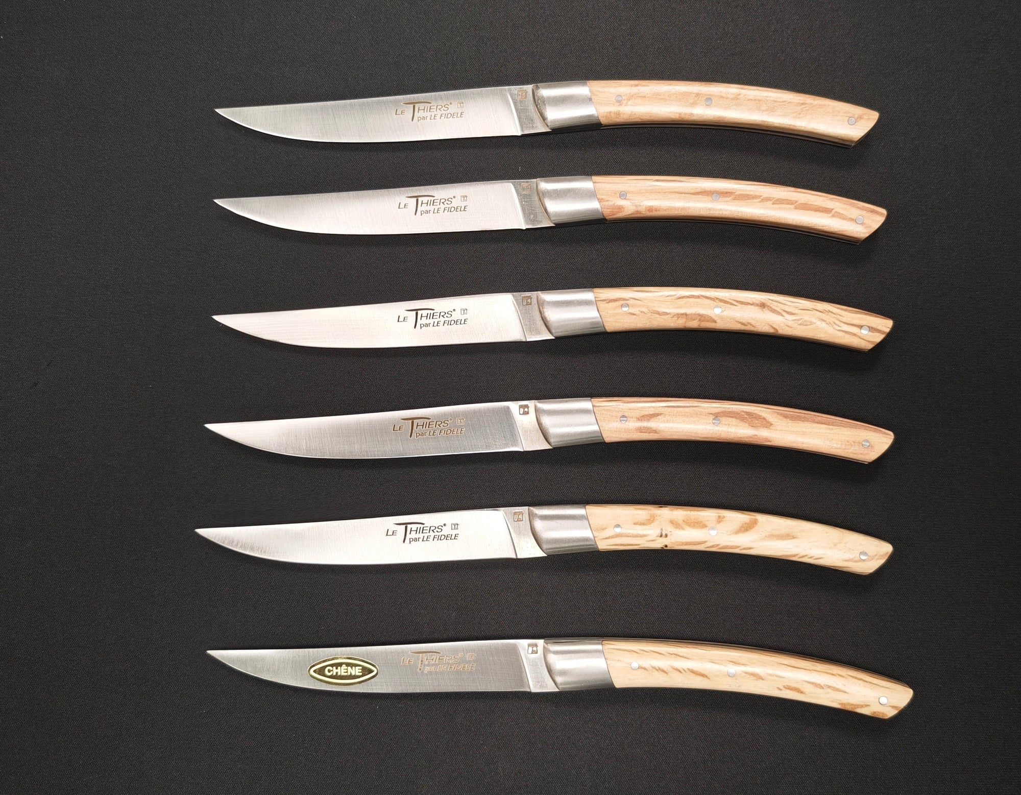 Couteaux à steak Le Thiers par Le Fidèle – Manche Chêne 6 pièces