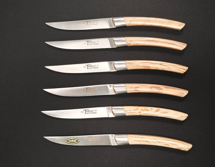 Couteaux à steak Le Thiers par Le Fidèle – Manche Chêne 6 pièces