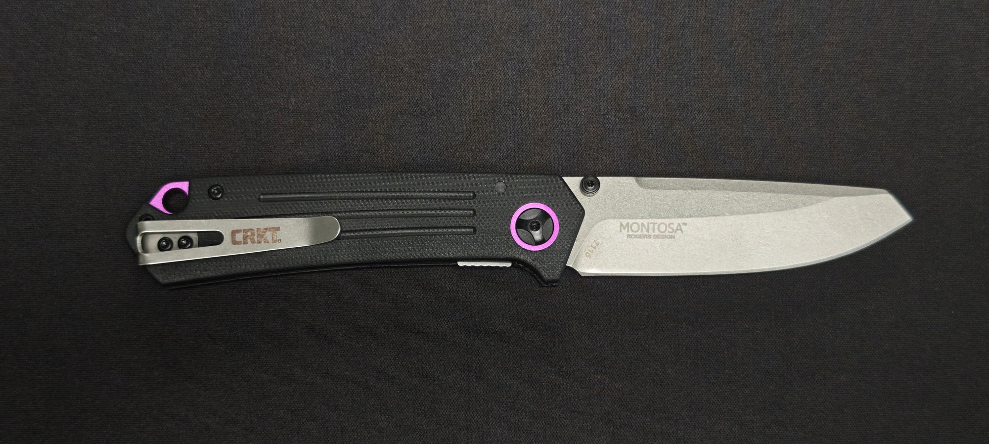 Vue ouverte du couteau pliant CRKT Montosa 7115.