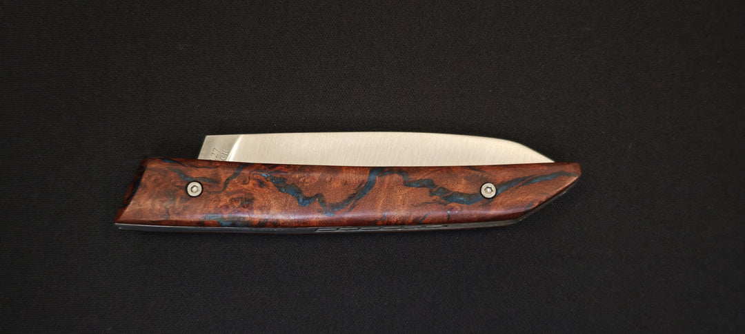 Le Klic JP Hontanx – Couteau pliant - Manche Loupe de Jarrah – Lame inox 12C27N