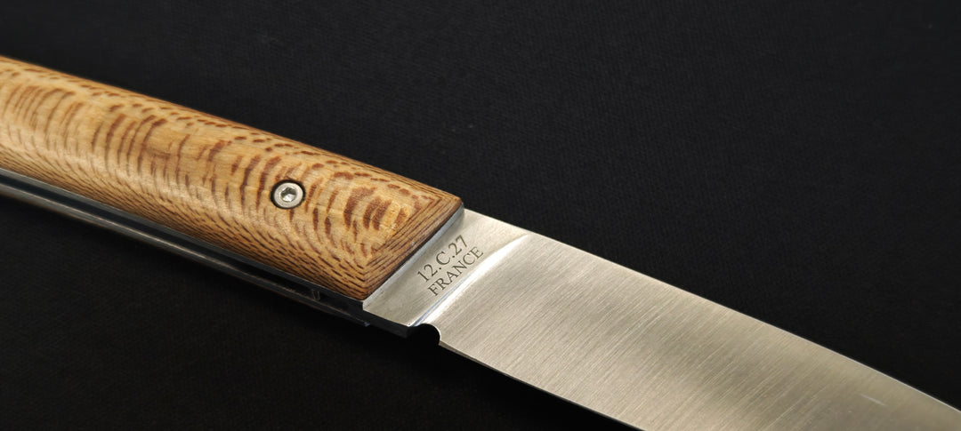 Le Klic JP Hontanx – Couteau pliant - Manche Platane – Lame inox 12C27N