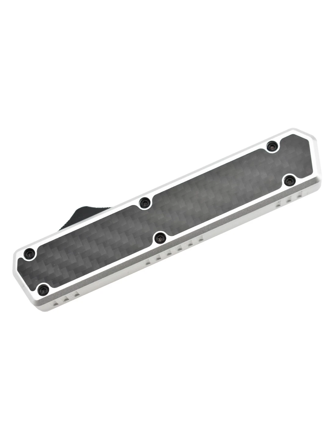 Golgoth G11C6 Silver. Couteau lame acier D2 manche aluminium silver et fibre de carbone - Coutellerie Marcin