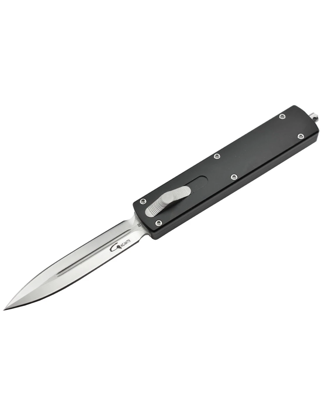 Golgoth G12DT Couteau lame double tranchant acier D2 manche aluminium - Coutellerie Marcin