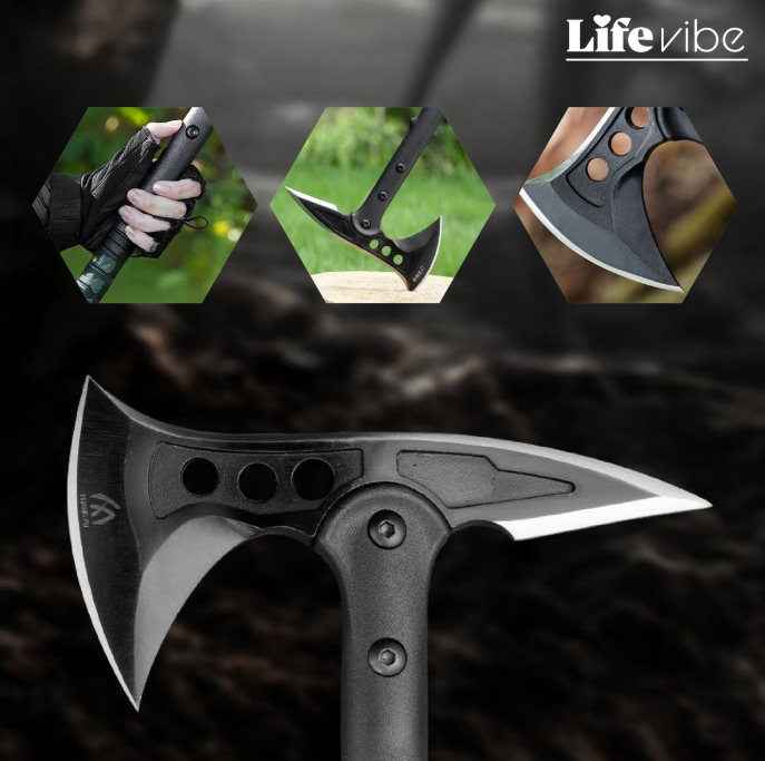 LifeVibe : Hache tactique Outdoor durable en acier trempé