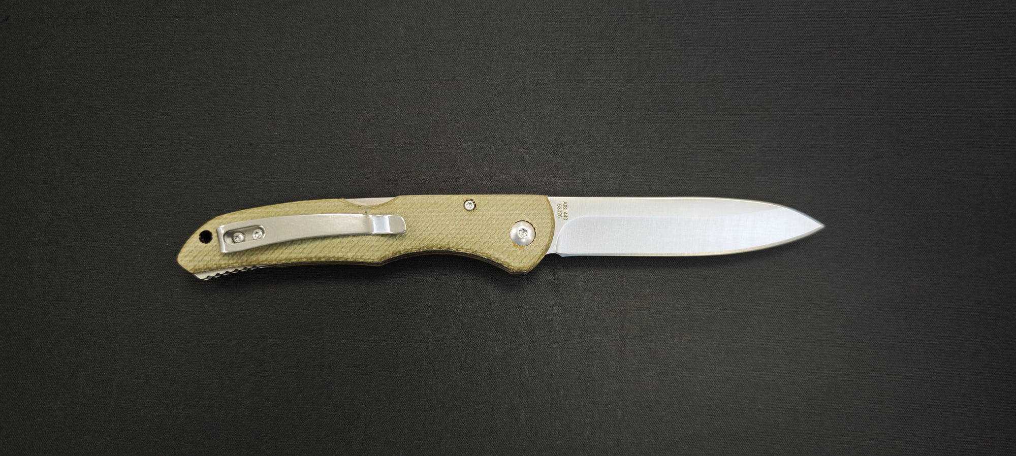 Herbertz 53026 – Couteau de Poche Micarta Olive, Lame Acier 440, Back-Lock
