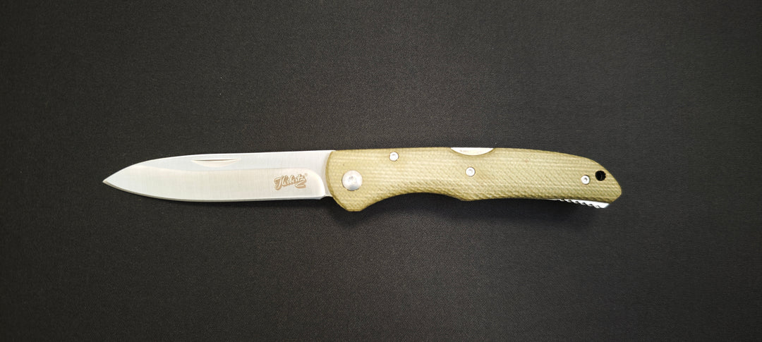 Herbertz 53026 – Couteau de Poche Micarta Olive, Lame Acier 440, Back-Lock