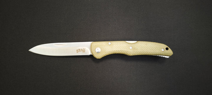 Herbertz 53026 – Couteau de Poche Micarta Olive, Lame Acier 440, Back-Lock