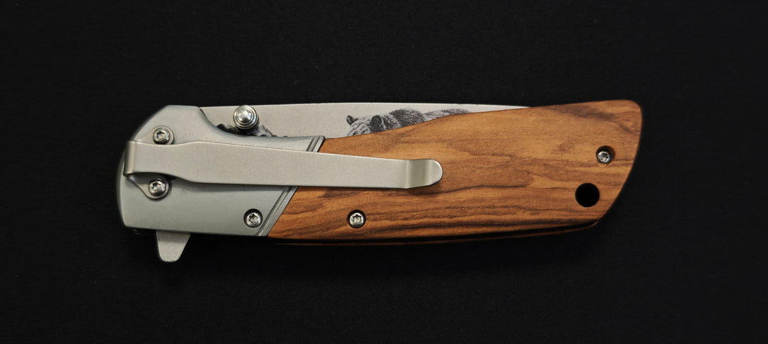 Herbertz CJH 44161  “Bear” – Couteau pliant olivier avec gravure ours 3D