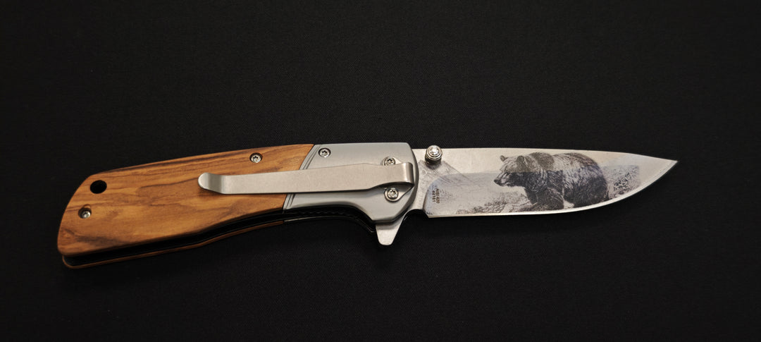 Herbertz CJH 44161  “Bear” – Couteau pliant olivier avec gravure ours 3D
