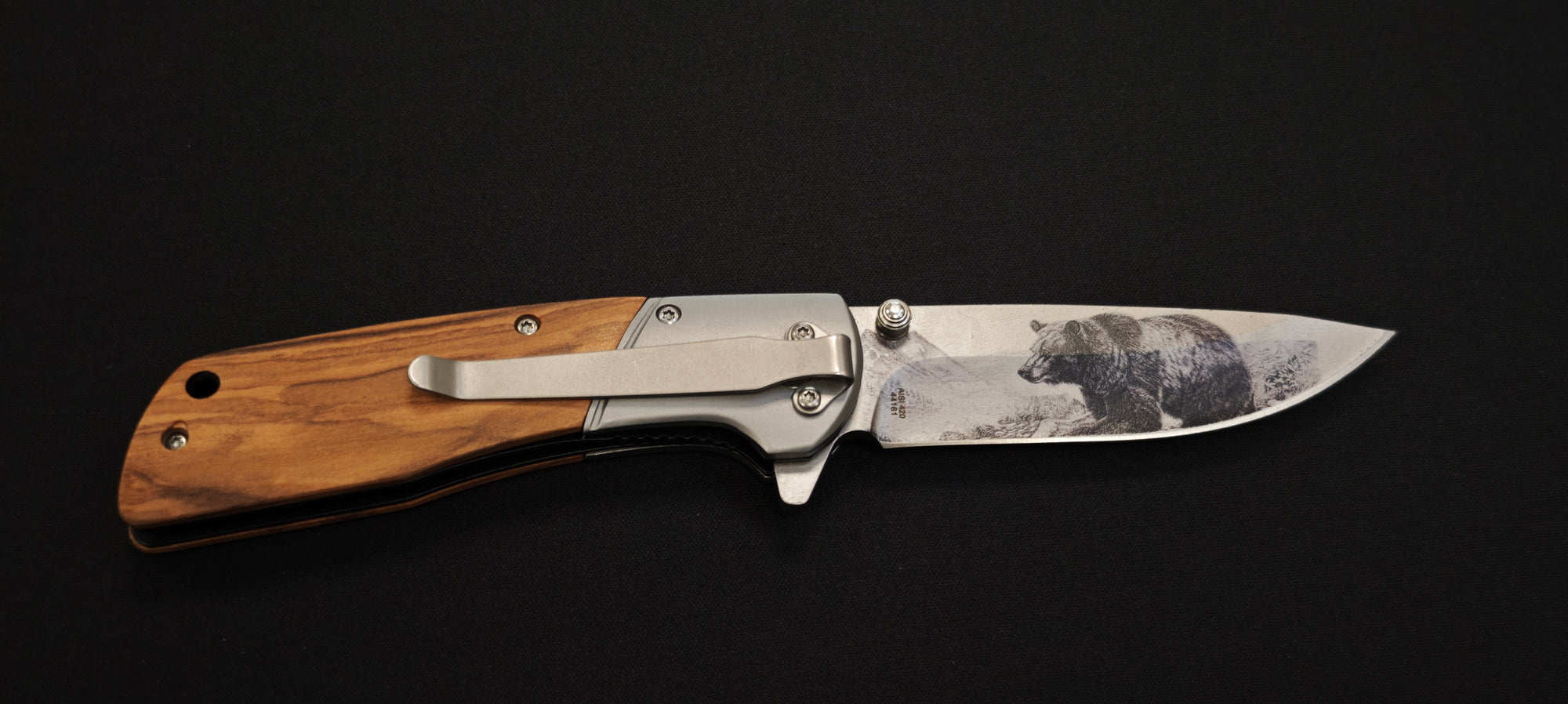 Herbertz CJH 44161  “Bear” – Couteau pliant olivier avec gravure ours 3D