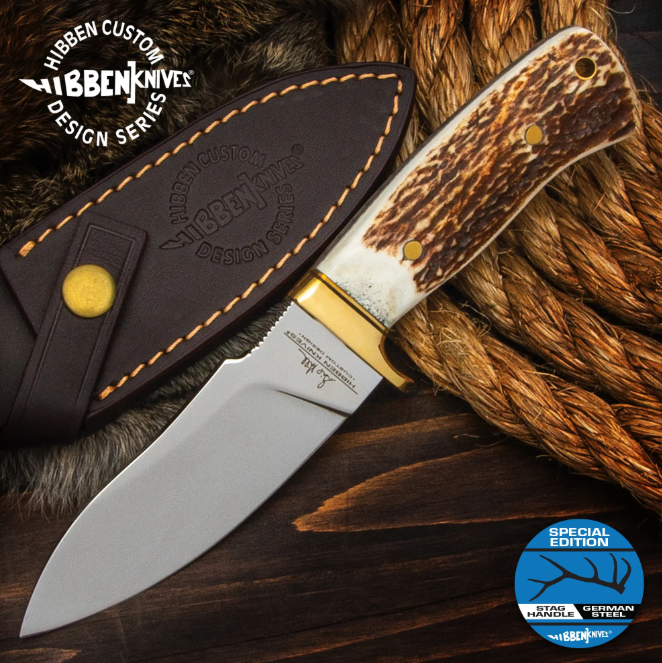 Hibben Stag Chugach Hunter – Couteau de chasse en acier allemand et manche en bois de cerf  GH5084GS