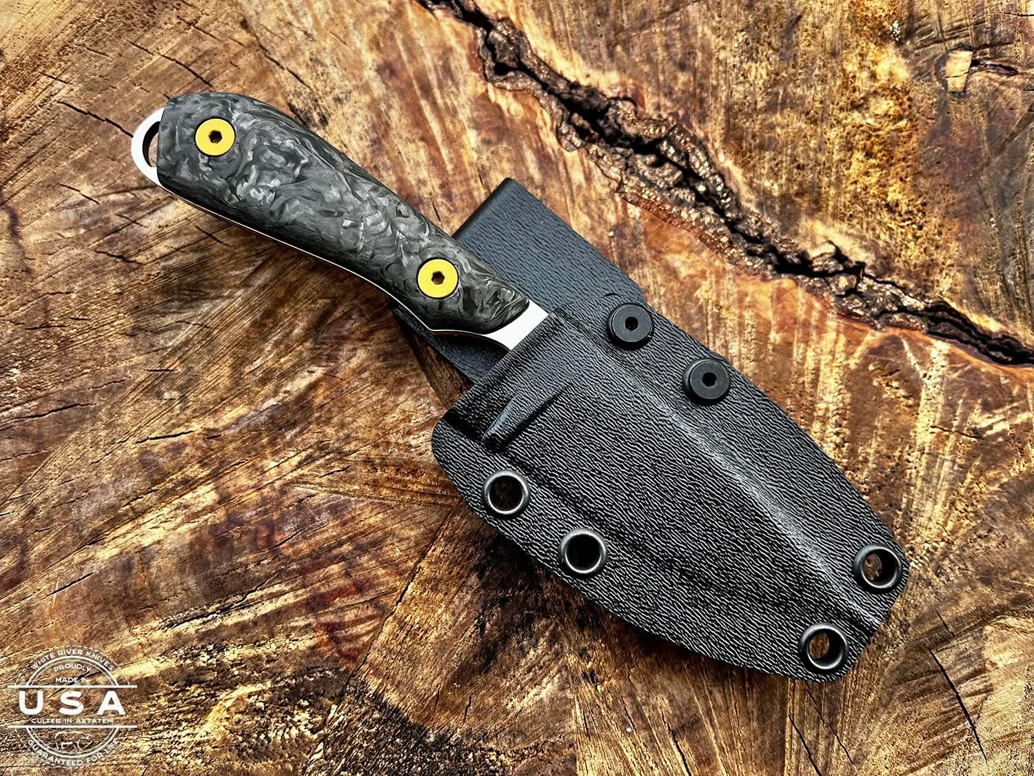 White River M1 Carbon Fiber, Stonewash, Limited 24 - Coutellerie Marcin