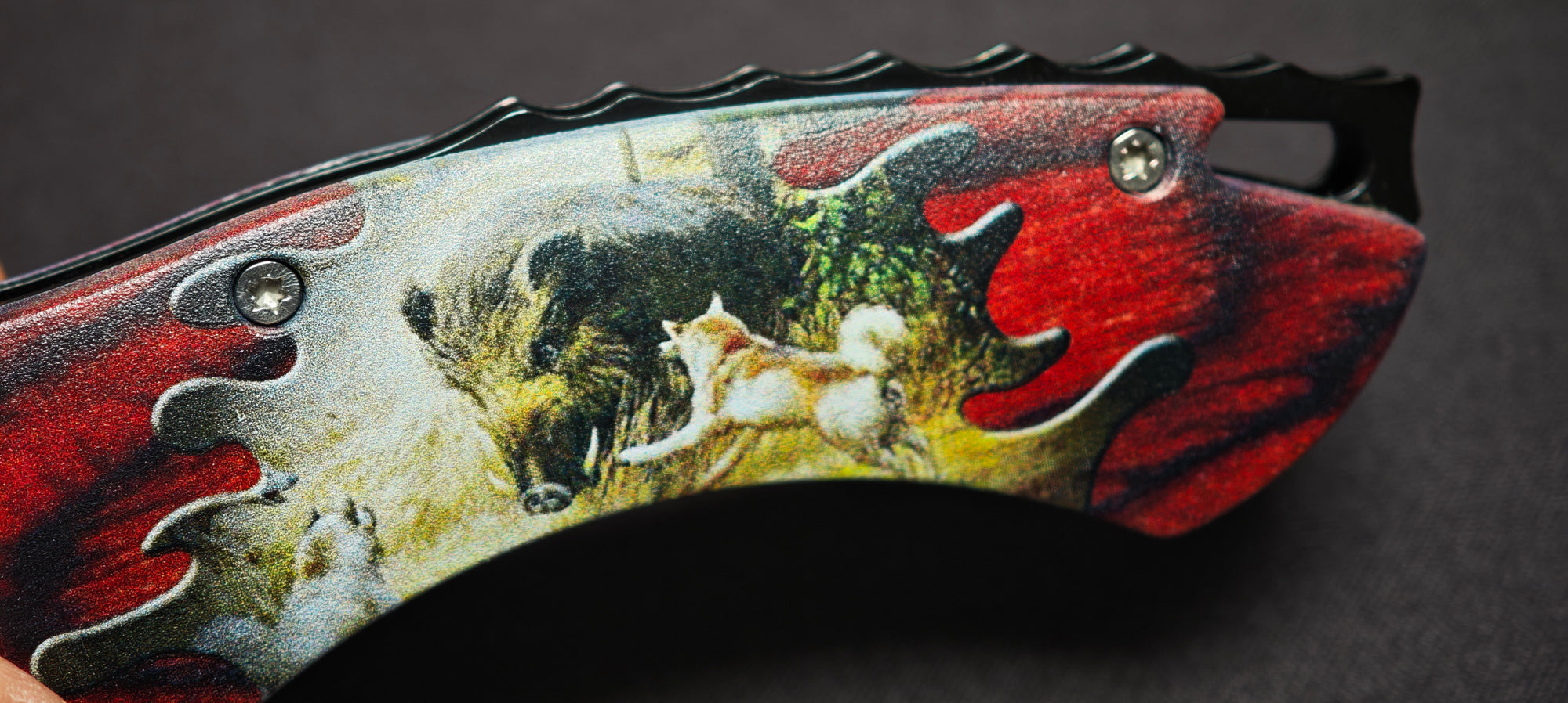 Vue ouverte du couteau pliant JKR0737.