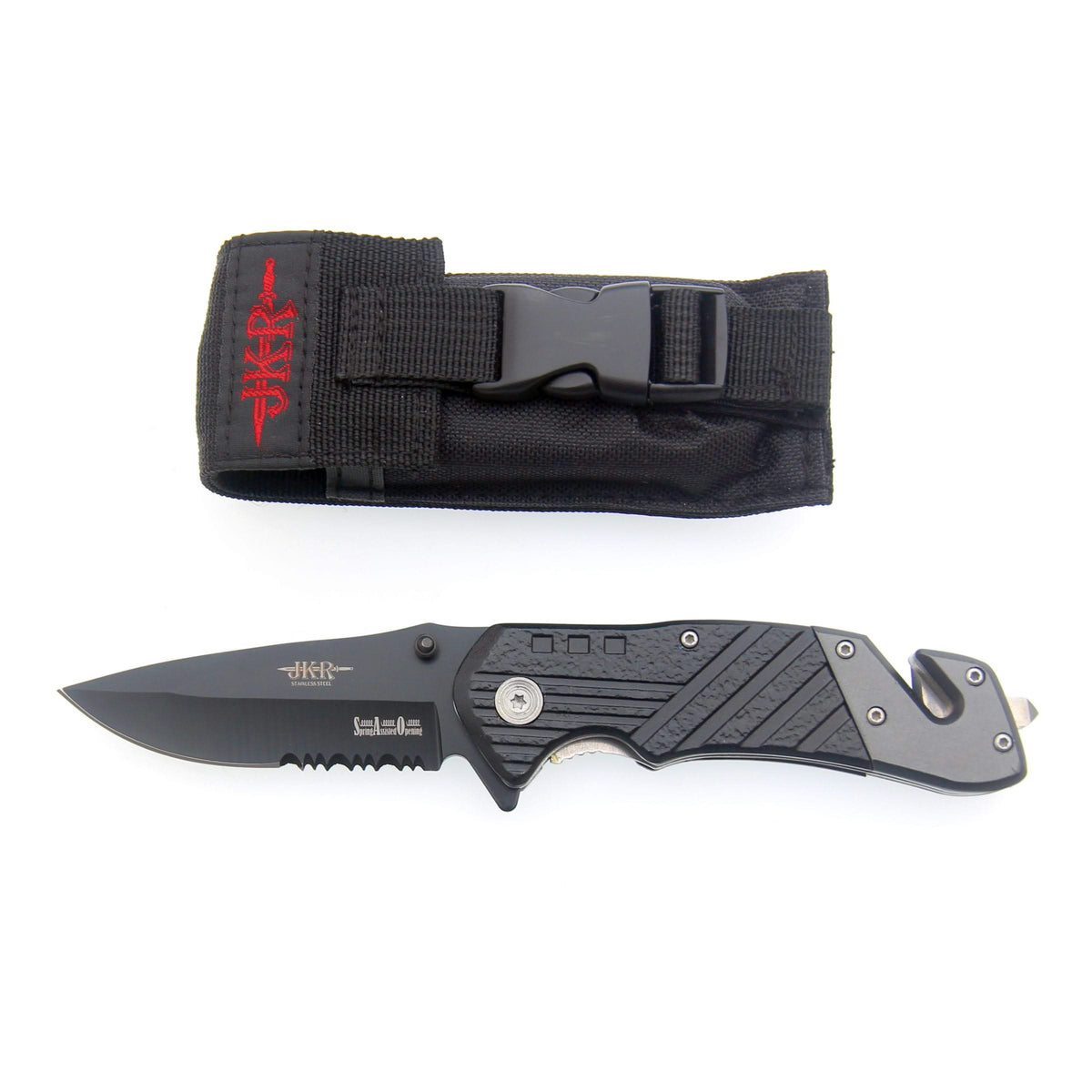 Couteau de sauvetage JKR600 avec lame de 8 cm en acier 3Cr13MoV.
