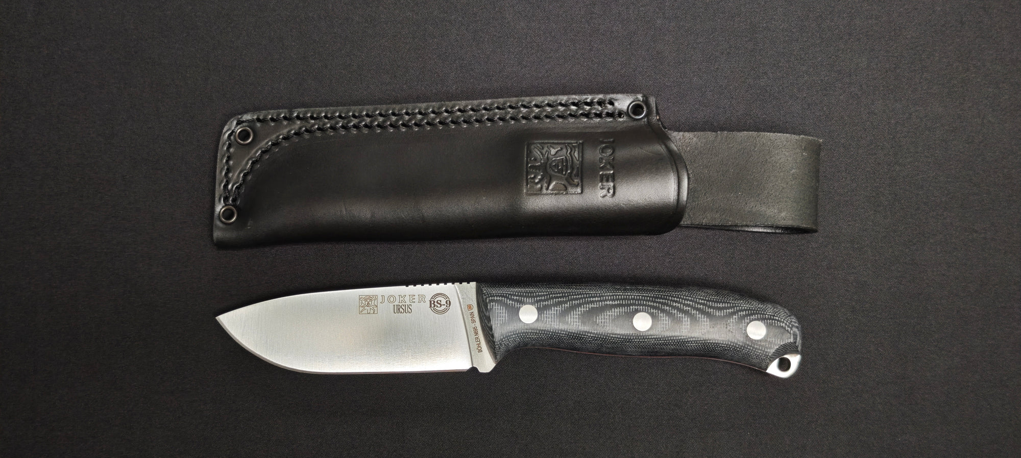 Couteau de survie Joker Ursus CM116 avec manche Micarta noir.