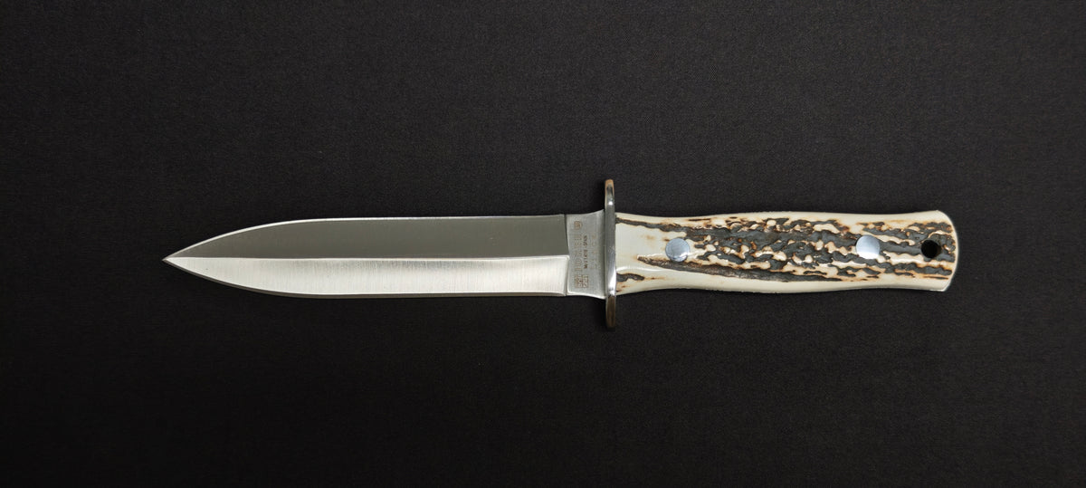 Couteau fixe Joker Zebra CC43 avec manche en corne de cerf.