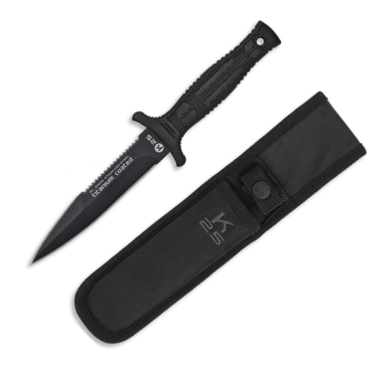 Couteau de botte K25 31825 – lame double tranchant 12,5 cm, manche G10, étui