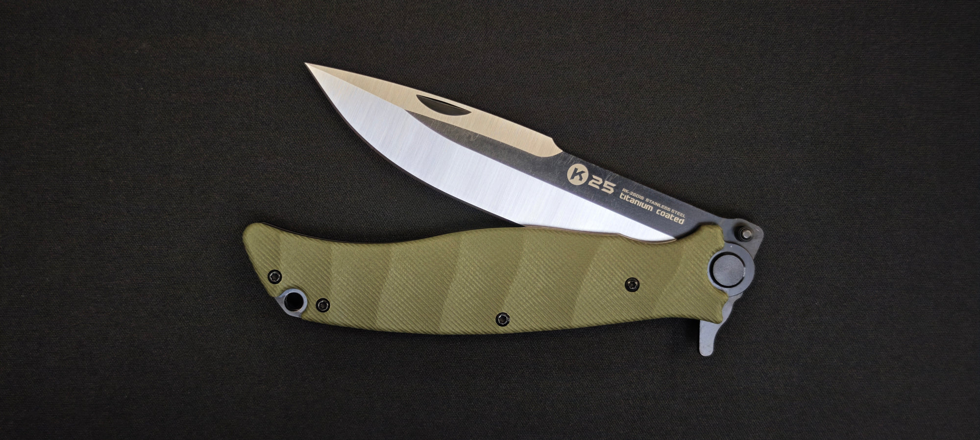K25 25015 Couteau pliant G10 vert lame 13 cm