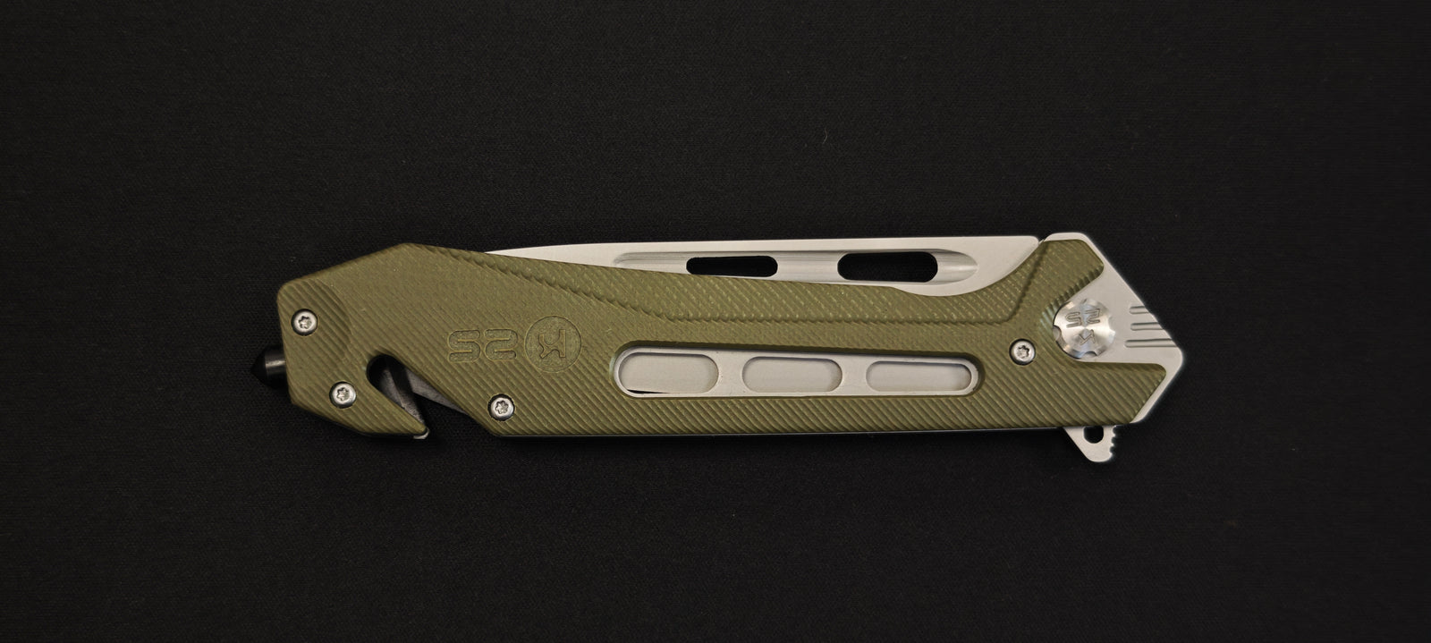 K25 Couteau tactique pliant 25243 Série X G10 vert lame 10,5 cm CNC