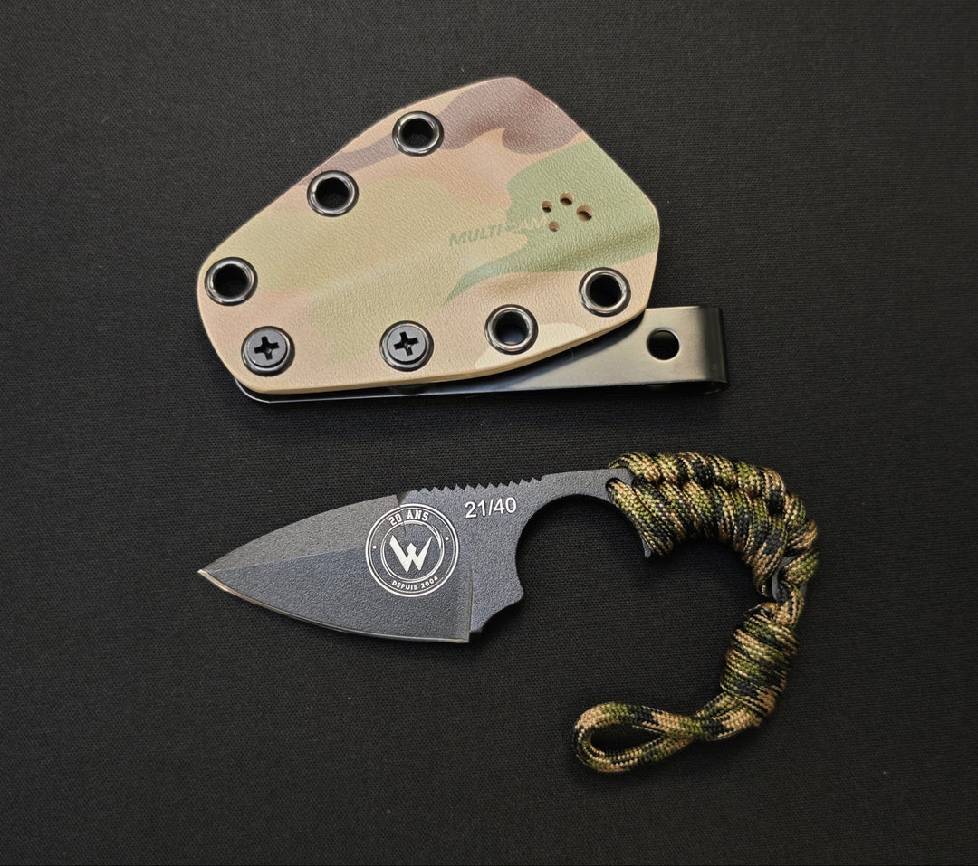 Wildsteer KRILL — couteau fixe 11,5 cm, lame 5 cm, acier 14C28N - Edition 20ème anniversaire - Série 21/40