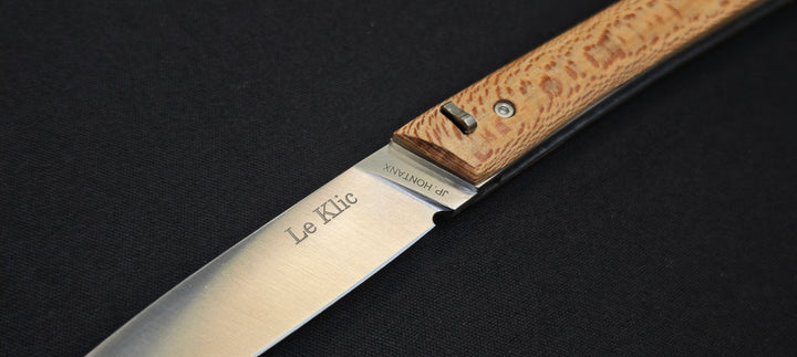 Le Klic JP Hontanx – Couteau pliant - Manche Platane – Lame inox 12C27N