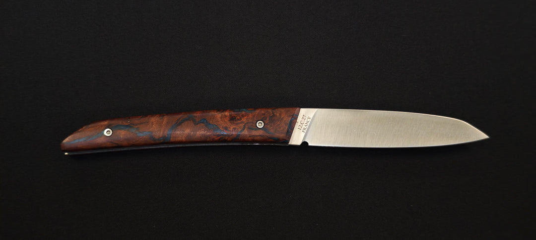 Le Klic JP Hontanx – Couteau pliant - Manche Loupe de Jarrah – Lame inox 12C27N