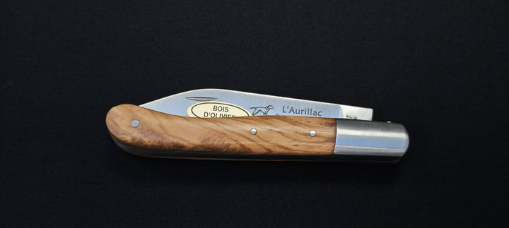 L'Aurillac par le Fidèle - Couteau pliant de poche manche en bois d'olivier - Ref : AUOL