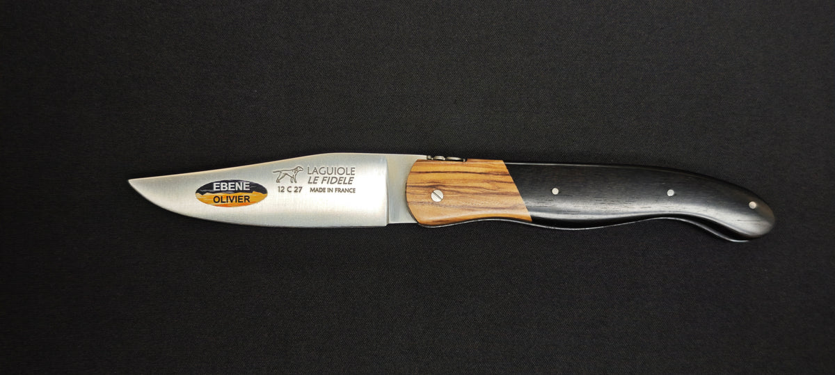 Couteau de chasse Laguiole Le Fidèle avec manche en ébène et genévrier