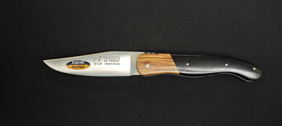 Couteau de chasse Laguiole Le Fidèle avec manche en ébène et genévrier