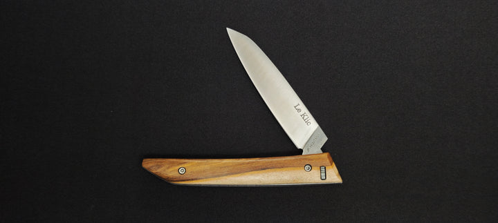 Couteau pliant Le Klic JP Hontanx avec manche en bois de pistachier.