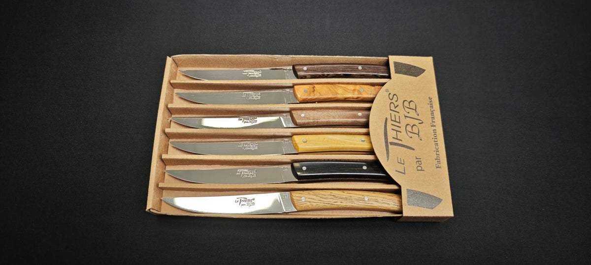Le Thiers par BJB / BJB.1039 - Coffret 6 couteaux de table bois assortis – lame inox