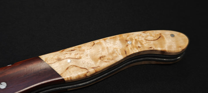 Couteau de Chasse Laguiole par le Fidèle Manche bouleau/Mitre cocobolo – Lame Acier Inoxydable