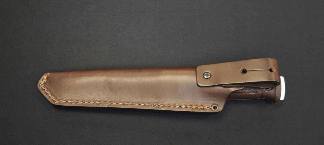 Morakniv Garberg Grand S 14641 – Couteau Bushcraft Pleine Soie Acier Inox 14C28N + Étui Cuir (Manche Polymère Marron)