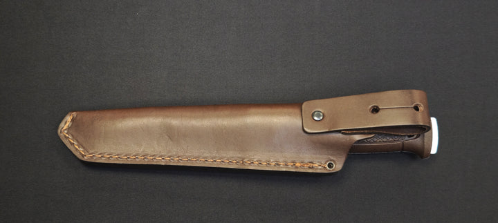 Morakniv Garberg Grand S 14641 – Couteau Bushcraft Pleine Soie Acier Inox 14C28N + Étui Cuir (Manche Polymère Marron)