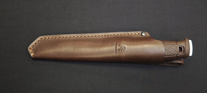 Morakniv Garberg Grand S 14641 – Couteau Bushcraft Pleine Soie Acier Inox 14C28N + Étui Cuir (Manche Polymère Marron)