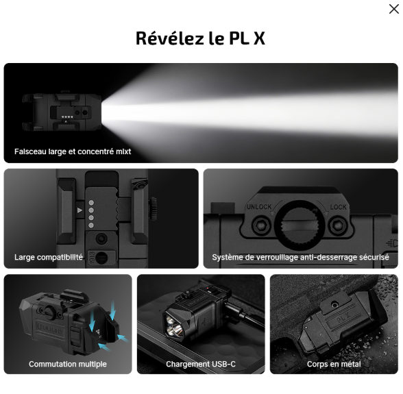 Olight PL-X USB-C double faisceau