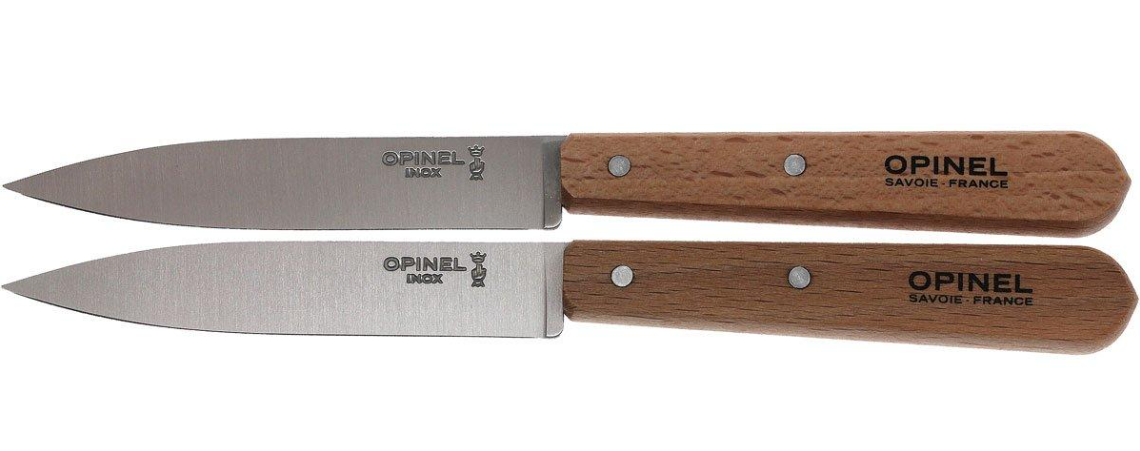 Opinel Lot de 2 Couteaux d’Office N°112 – Lame acier inoxydable - Manche Hêtre Naturel