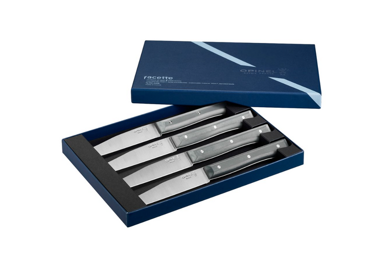 Coffret 4 couteaux de table Opinel Facette Ardoise micro-dente