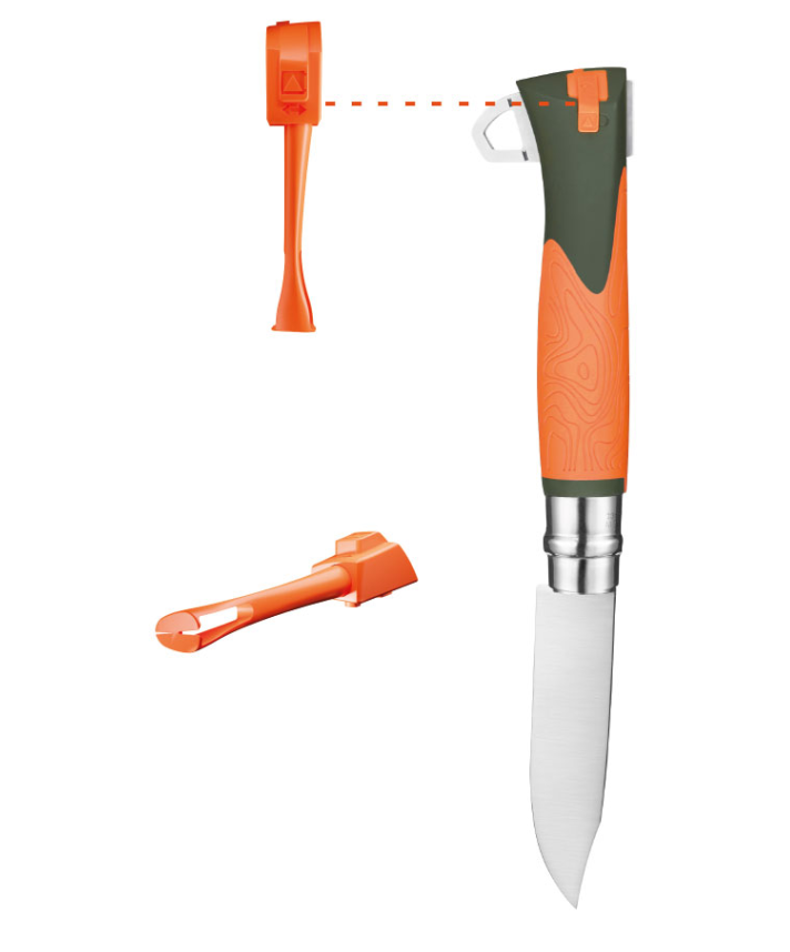 Tire-tique intégré dans le manche de l'Opinel N°12 Explore.