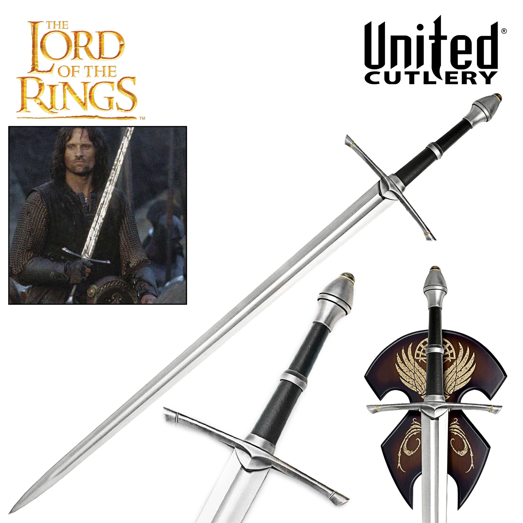 Replique officielle de l epee de ranger d Aragorn Streicher Seigneur des Anneaux United Cutlery UC1299 avec manche cuir