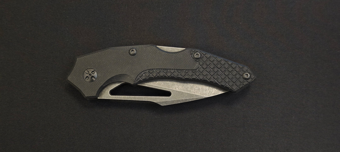 PUMA TEC One-Hand Knife « Curved » – Lame Stonewash & G10 Noir / Ref : 315913