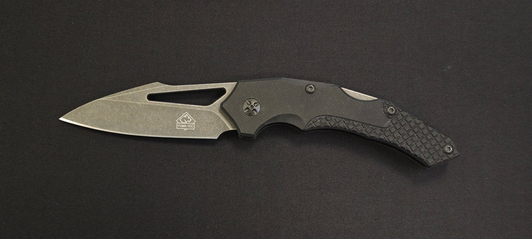 PUMA TEC One-Hand Knife « Curved » – Lame Stonewash & G10 Noir / Ref : 315913