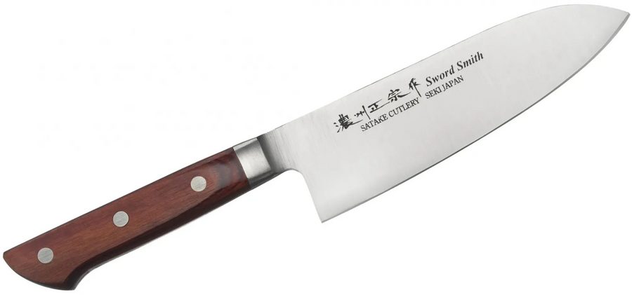 Couteau Santoku Satake 17 cm avec manche en Pakkawood.