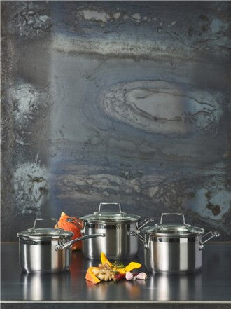 Scanpan Impact 71070000 – Set de 3 Casseroles en Inox avec Couvercles en Verre