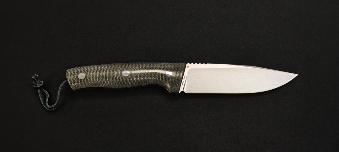 Schnitzel KVIN : Couteau outdoor/buschcraft – Manche Micarta vert-brun